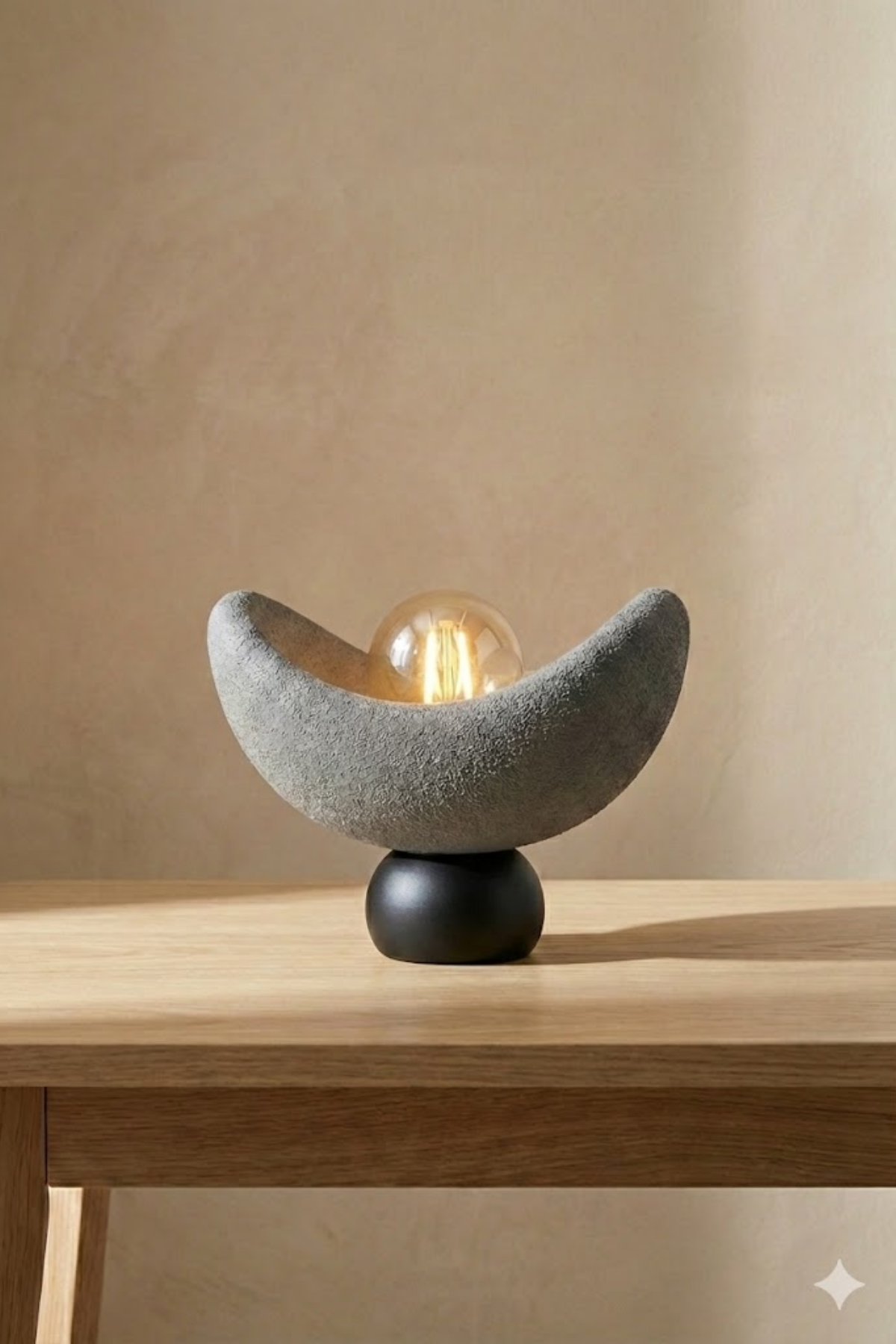 Luna Design Table Lamp Gray Black Detailed Lampshade, Soft Amber Light, Includes Gift Rustic Bulb 20 x 37 cm Gray