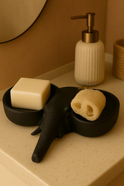 Black Ivory Figured Server Bathroom Soap Dish, Breakfast