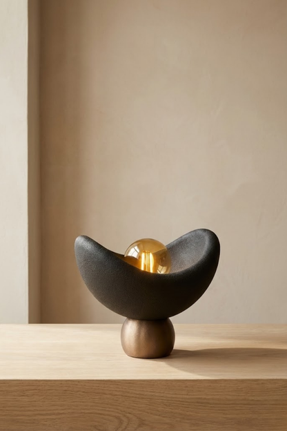 Luna Design Table Lamp Black Bronze Detailed Lampshade, Soft Amber Light, Includes Gift Rustic Bulb 20 x 37 cm Black