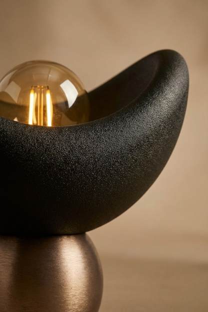 Luna Design Table Lamp Black Bronze Detailed Lampshade, Soft Amber Light, Includes Gift Rustic Bulb 20 x 37 cm Black