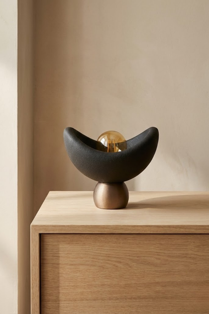 Luna Design Table Lamp Black Bronze Detailed Lampshade, Soft Amber Light, Includes Gift Rustic Bulb 20 x 37 cm Black