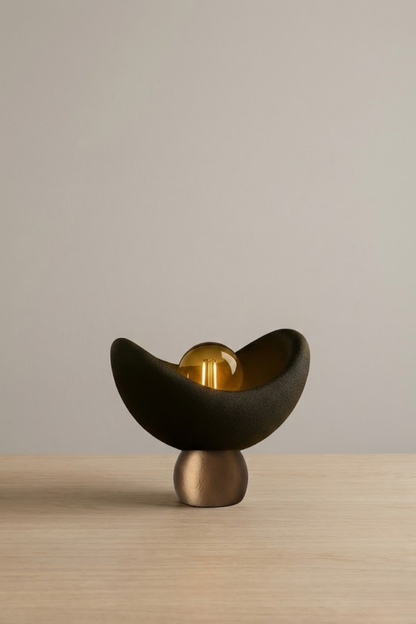 Luna Design Table Lamp Black Bronze Detailed Lampshade, Soft Amber Light, Includes Gift Rustic Bulb 20 x 37 cm Black