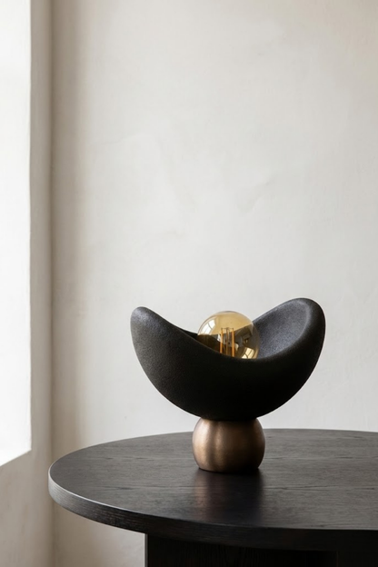 Luna Design Table Lamp Black Bronze Detailed Lampshade, Soft Amber Light, Includes Gift Rustic Bulb 20 x 37 cm Black