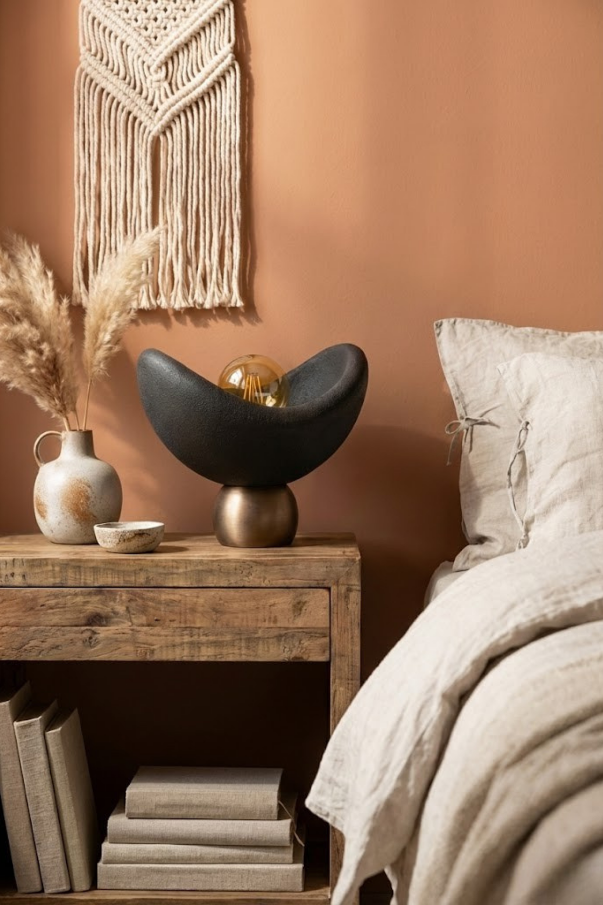 Luna Design Table Lamp Black Bronze Detailed Lampshade, Soft Amber Light, Includes Gift Rustic Bulb 20 x 37 cm Black