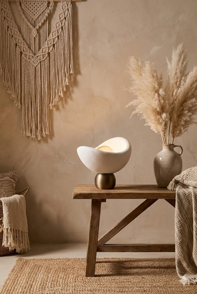 Luna Design Table Lamp White Bronze Detailed Lampshade, Soft Amber Light, Includes Gift Rustic Bulb 20 x 37 cm White
